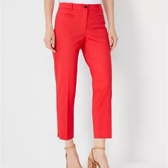NWT Ann Taylor Cotton Crop Pants Red - Picture 1 of 3